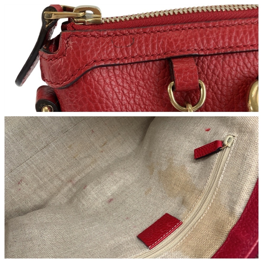 GUCCI Interlocking Red Leather Tote Bag Shoulder - Picture 6 of 10